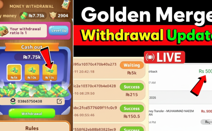 How To Earn From Golden Merge Game & Withdraw Proof